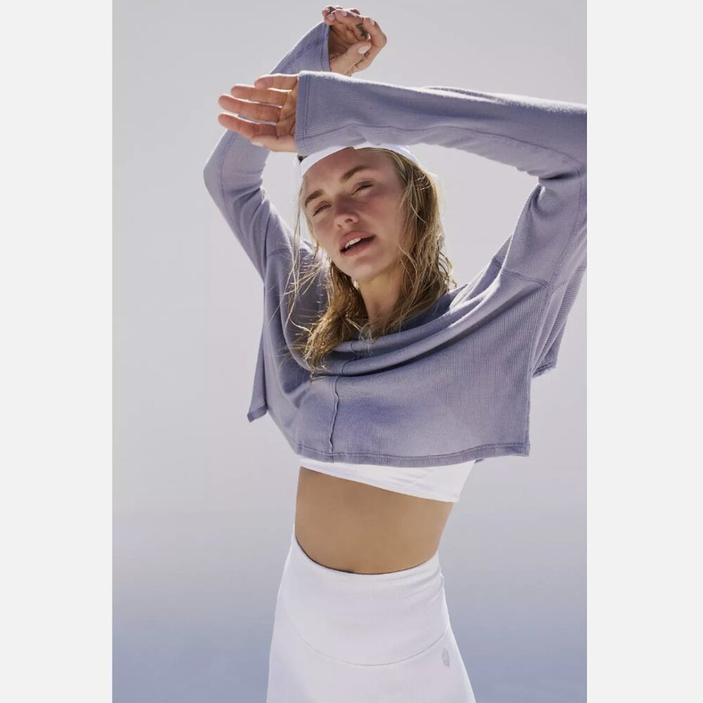 Free People Lilac Cropped Long Sleeve Tee